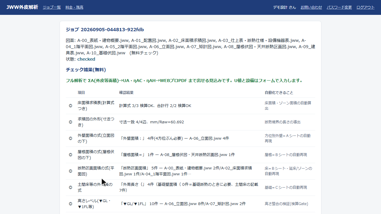 図面チェックの結果
